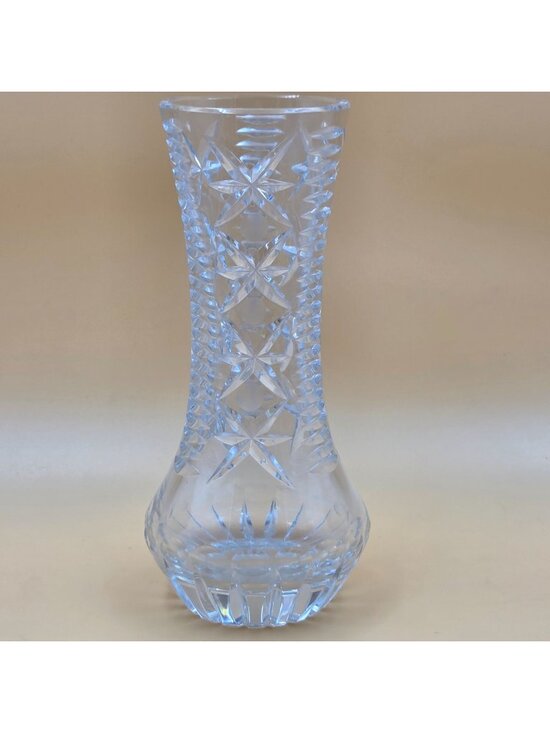 Other - Vintage Criss Cross Cut Clear Glass Bud Vase Starburst Floral Display